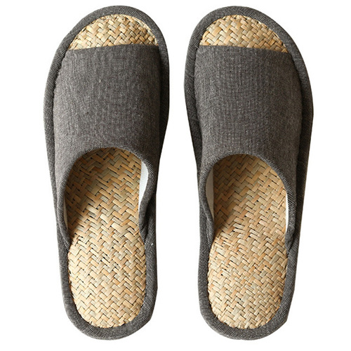 Summer Japanese-style cotton and linen sandals, Malangrass woven indoor floor mute rattan, rattan and bamboo slippers for men and women