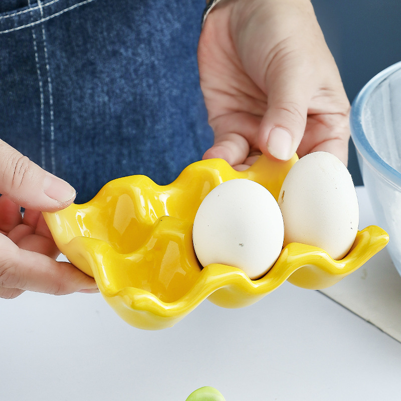 クリエイティブな家庭用収納セラミック卵かわいいパーソナライズされた無地冷蔵庫保存格子和風|undefined