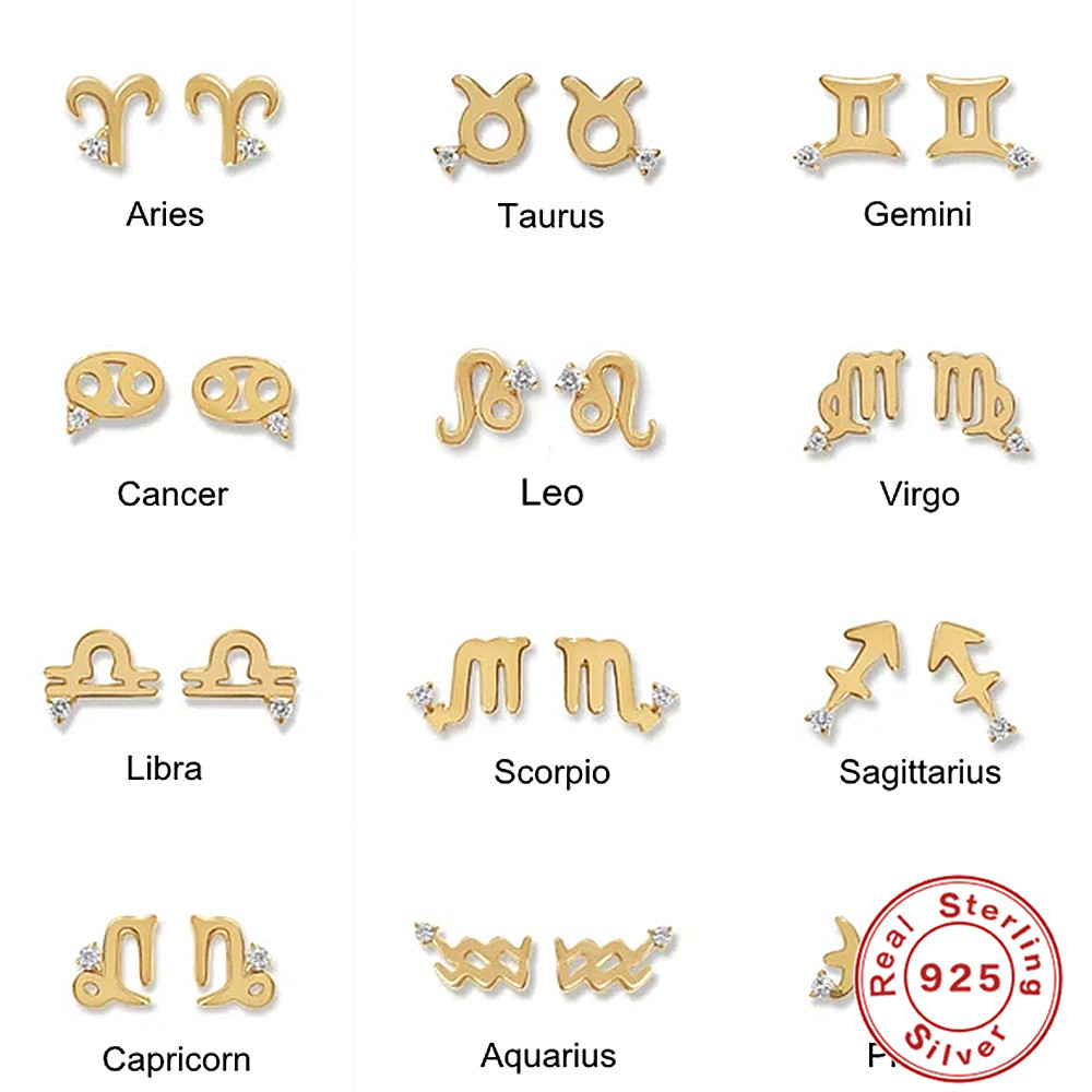 3g Weight Zircon Inlay Material Ear Studs Classification 1 Pair Quantity Daily Occasion 925 Sterling Silver Material Constellation Pattern Women'S Gender Inlay Design Simple Style Style 1 Pair 925 Sterling Silver Zircon Constellation Ear Studs 7