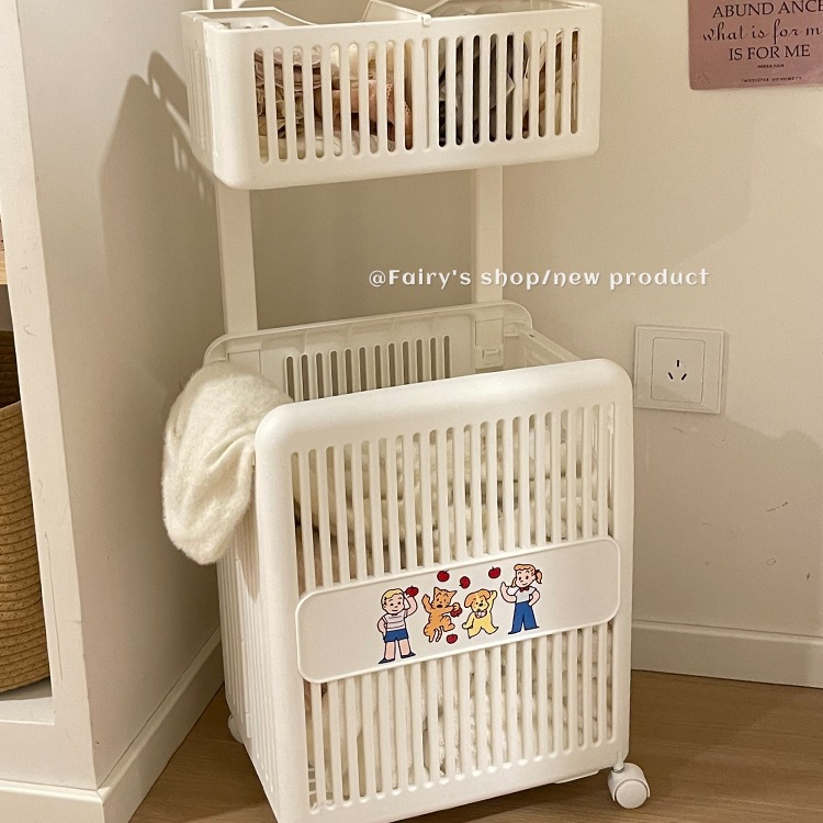 Foldable Dirty Clothes Basket Cart Household Dirty Clothes Basket with Wheels Dirty Clothes Storage Basket Laundry Basket Dirty Clothes Basket