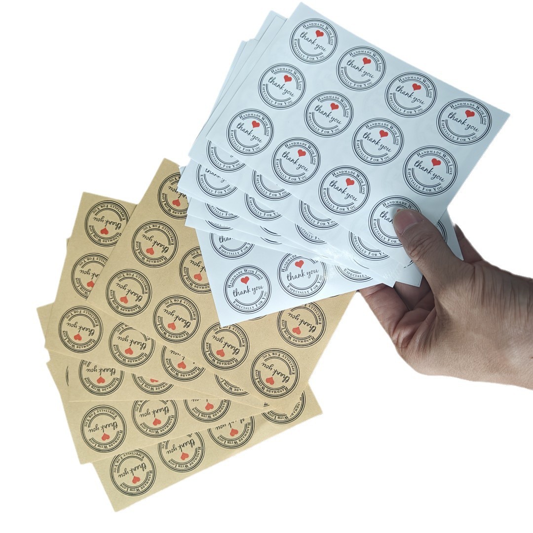 Papel kraft en blanco rectangular sellado pegatinas sobre regalo decoración etiqueta adhesiva etiqueta circular pegatinas