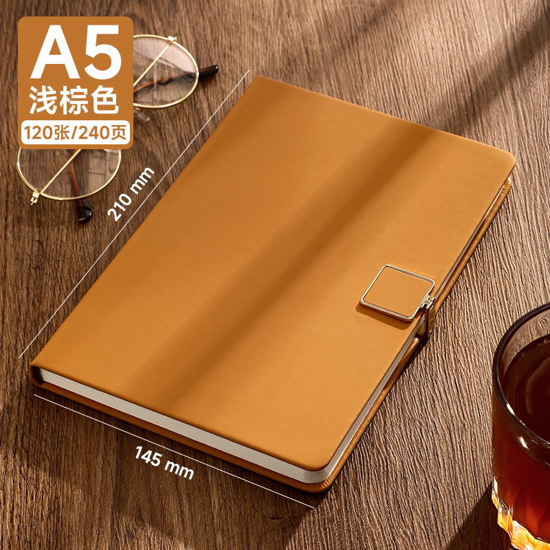 Cuaderno de portátil a5 puede imprimir logotipo DZ engrosado hebilla de escritorio de negocios grabación simple y exquisita superficie de cuero