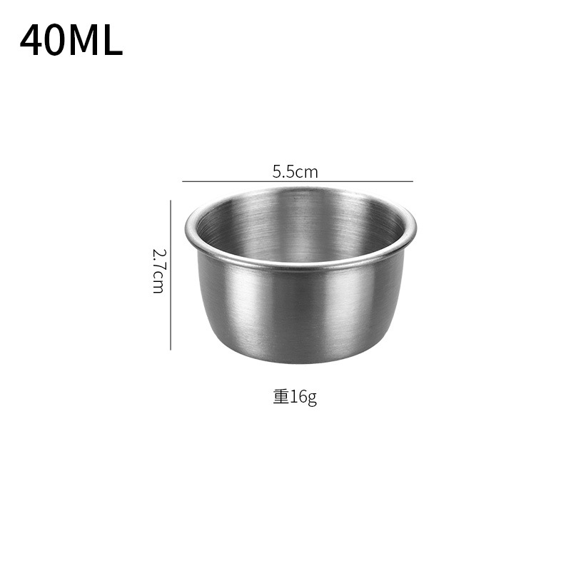 Taza de salsa de ensalada de tomate a prueba de fugas al aire libre 40ml plato de inmersión Taza de salsa de acero inoxidable 304 transfronteriza con tapa de silicona