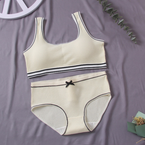 [Send in seconds] Children's pure cotton underwear two-piece set without wire bra, junior high school and high school student bra