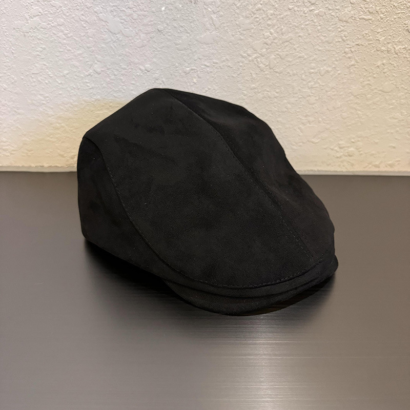 Corea del Sur sólido simple gorra de seda de cauda mujer otoño invierno casual versátil cara pequeña boina marrón hombre