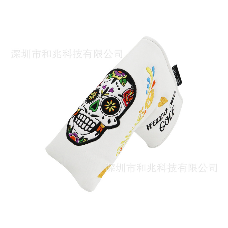 高尔夫推杆套L型可爱卡通刺绣 一字型PU防水磁吸魔术贴直条球杆套|undefined