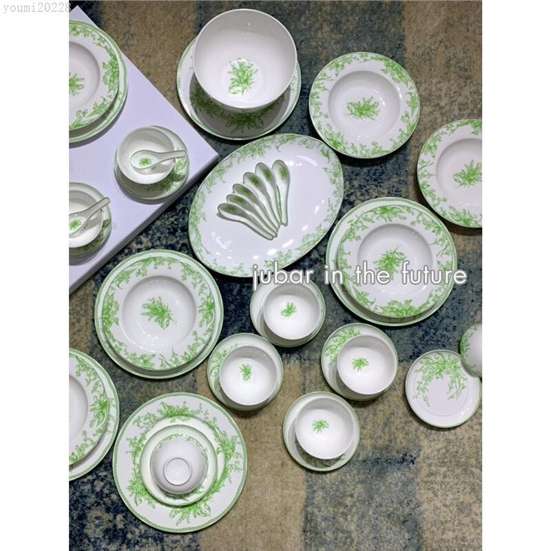 D Brand Ceramic Tableware, Light Luxury Lily of the Valley European-Style High-End Tableware, Dinner Plates, Bone China Cups, Western-Style Food Trays