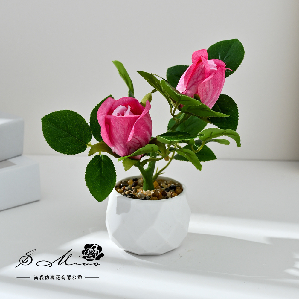 Transfronterizos de dos cabezas de tortuga bonsai de moda imitación de flores falsas decoración del hogar fotografía ornamentos de flores artificiales de boda image 5