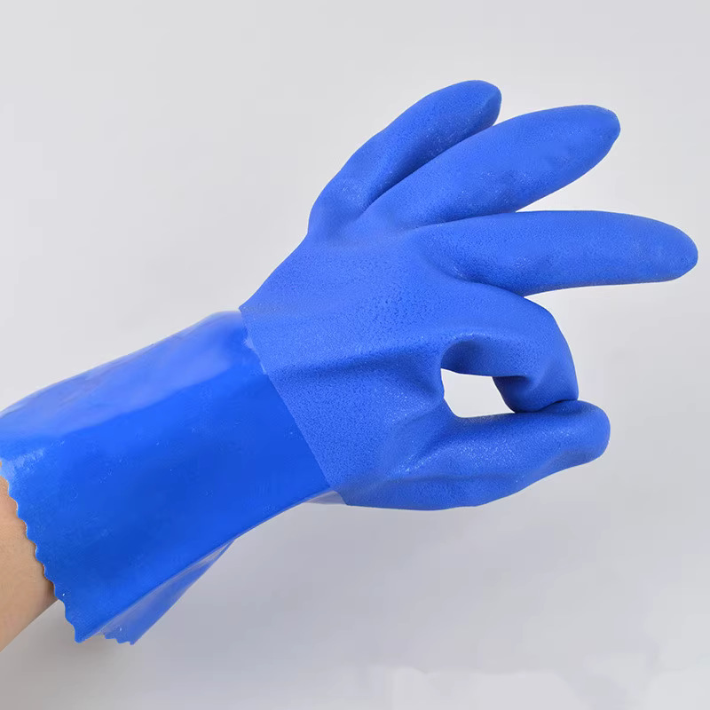 PVC, resistente al aceite, resistente a ácidos y álcalis, caucho industrial, antideslizante, grueso, anticorrosión, resistente al desgaste, impermeable, guantes de protección laboral al por mayor
