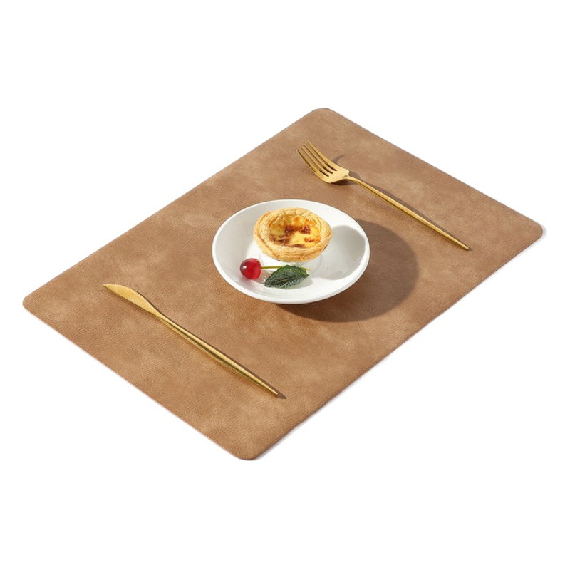 Primavera 2023 PU cuero de vaca patrón placemat cuadrado antideslizante estera de aislamiento estilo Nórdico estera de mesa Hotel hogar occidental placemat
