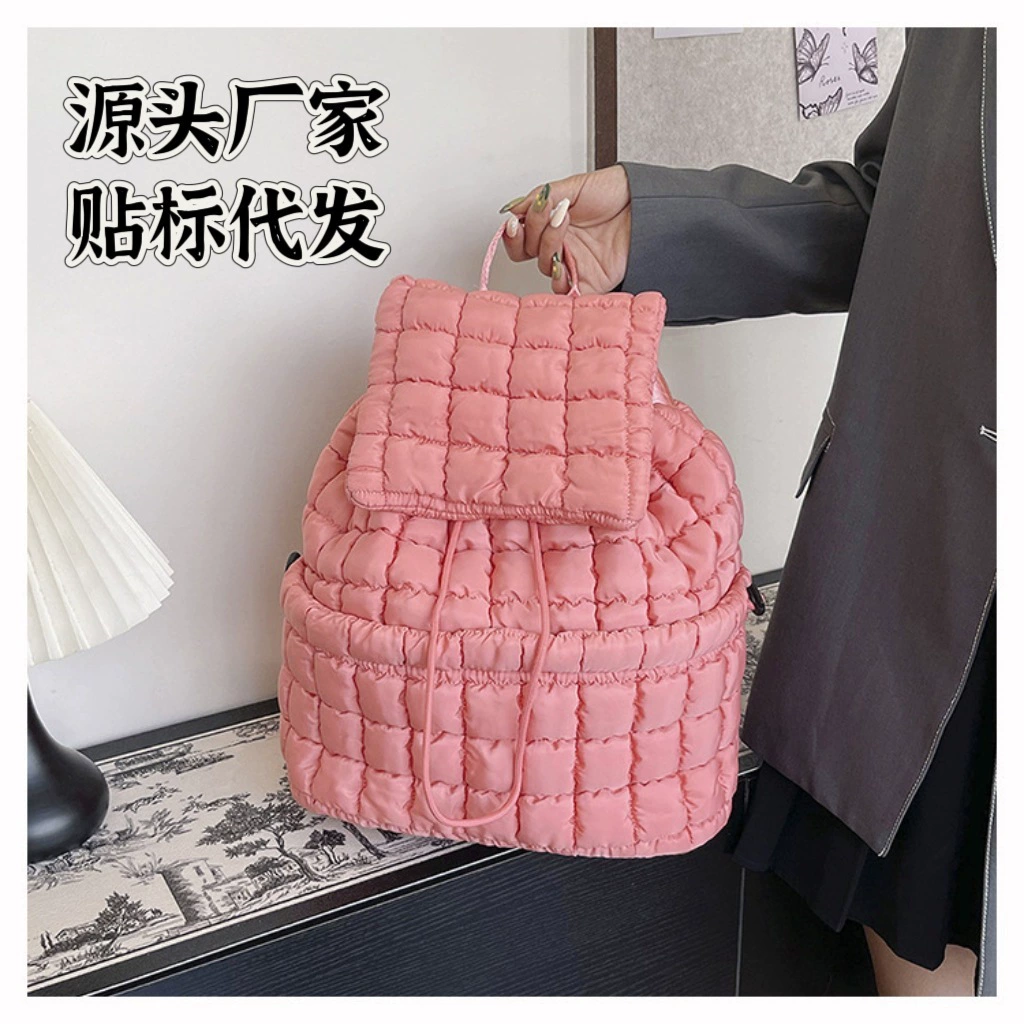 Пуховый клетчатый рюкзак, женская сумка, европейская и американская трансграничная сумка-облако, новая простая клетчатая пуховая сумка большой вместимости