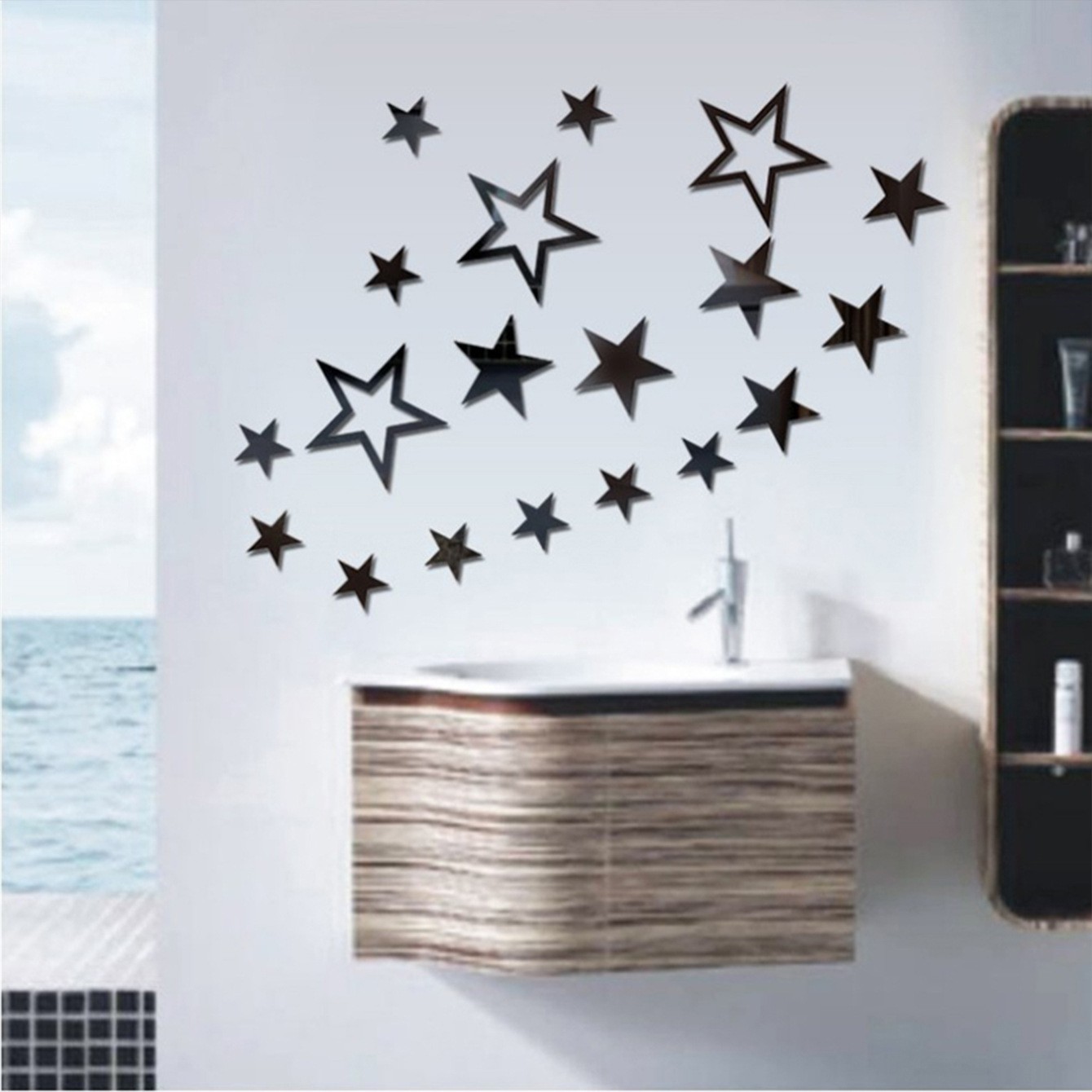 Étoile creuse acrylique de 1 mm, autocollant miroir 3D multi-tailles pour décoration murale d'entrée de chambre d'enfant_voghion.com