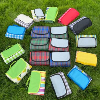 Plaid PE picnic mat 600D Oxford cloth color damp-proof mat 600D Oxford cloth solid color beach mat picnic mat