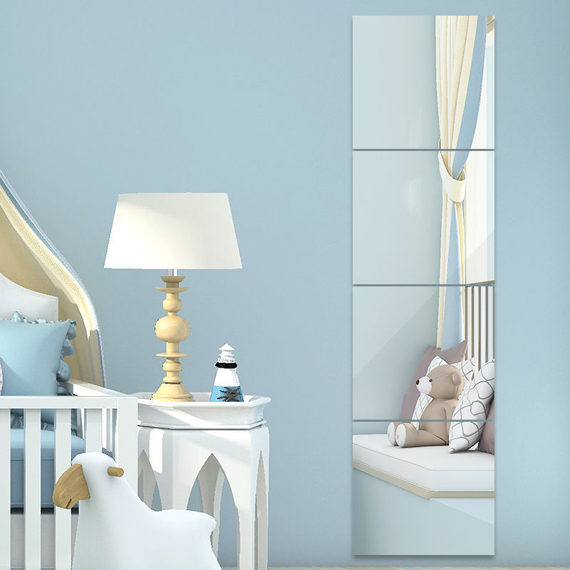 贴墙组合穿衣镜壁挂粘贴镜子学生宿舍卧室家用衣柜拼接全身镜