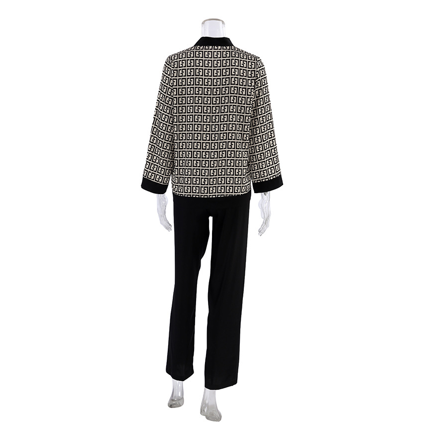 Costume ample imprimé décontracté pour femmes, ensemble deux pièces, beauté, automne et hiver, 2023_voghion.com