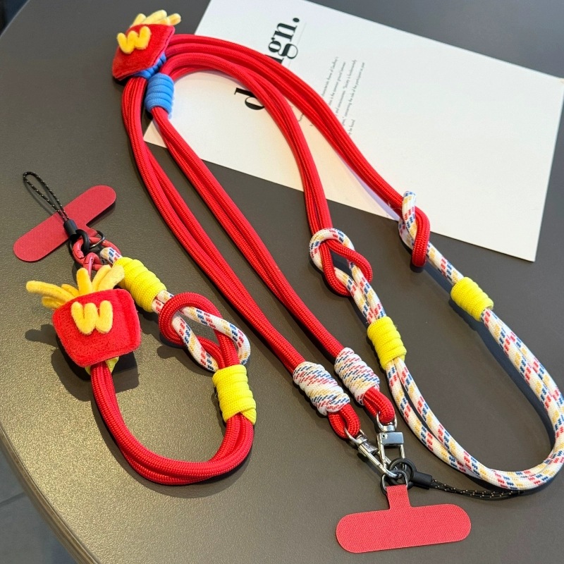 Chips creativos cuerdas de teléfono móvil brazalete trenzada llaver rojo cámara colgante de cámara universal cuerda a prueba de pérdida