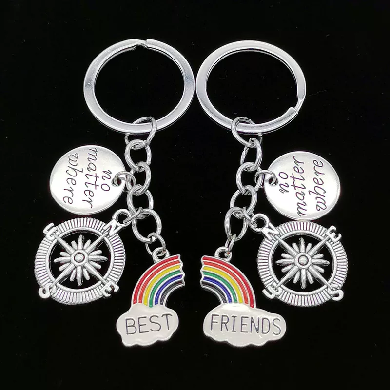 Accessory, rainbow keychain for friend for beloved, European style