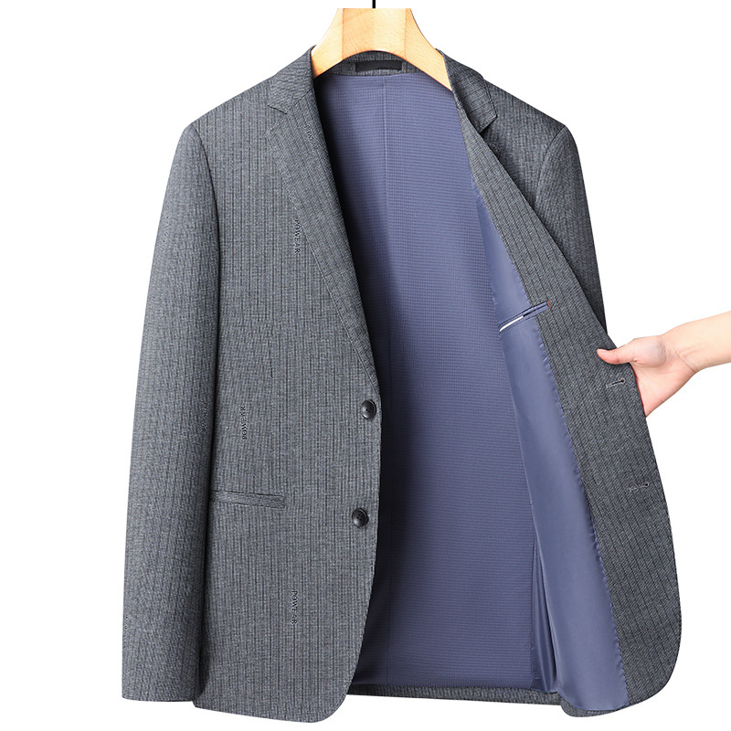 Men's Clothing Lashibert Spring and Autumn Thin Men's Suit Slim Elastic Non iron Striped Suit Casual Single Suit_voghion.com