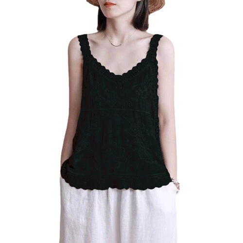 New cotton camisole women's summer loose and simple inner wear ethnic style V-neck sleeveless bottoming shirt top