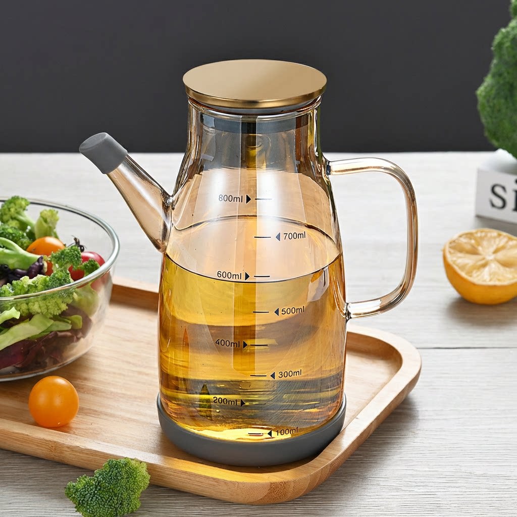 Aceitera de Vidrio Antigoteo y Transparente para Cocina