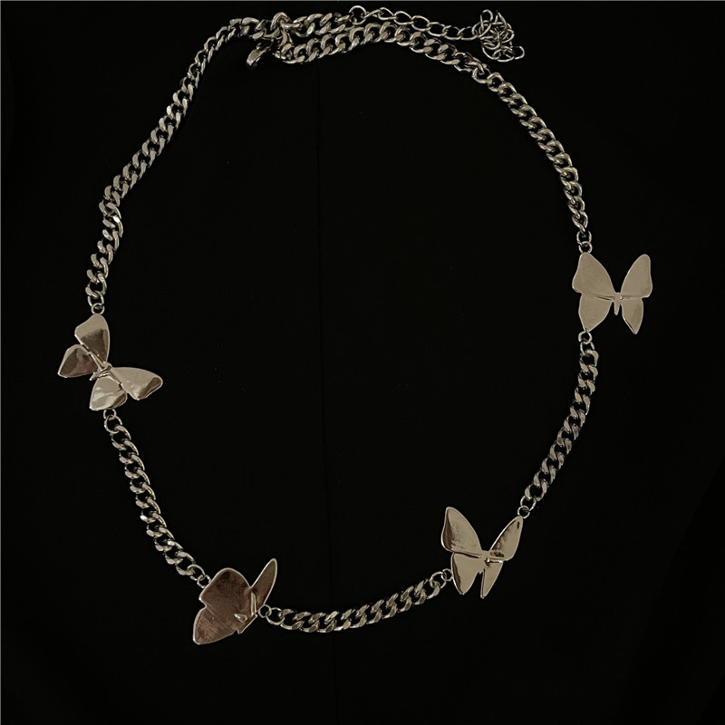 fashion geometric threedimensional butterfly titanium steel necklacepicture8