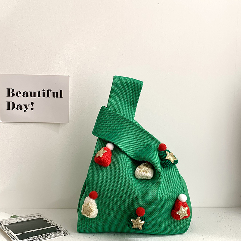 Bolso de mochila para mujeres versátil 2025 nuevo bolso de regalo de navidad sombrero tridimensional bolso de punto bolso de hombro