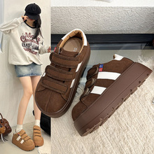 丑萌面包女鞋2025新款秋季鞋子大头勃肯鞋魔术贴美拉德复古运动鞋