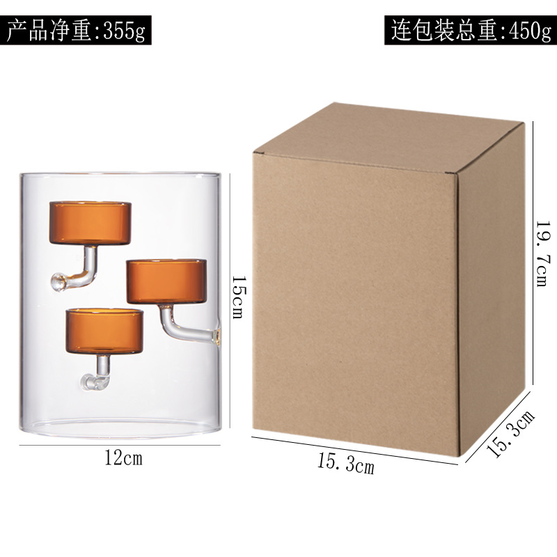 Cilindro de estilo europeo huracán vidrio candelabro marrón candelabro a prueba de viento decoración creativa del hogar luz de las velas regalo de la cena