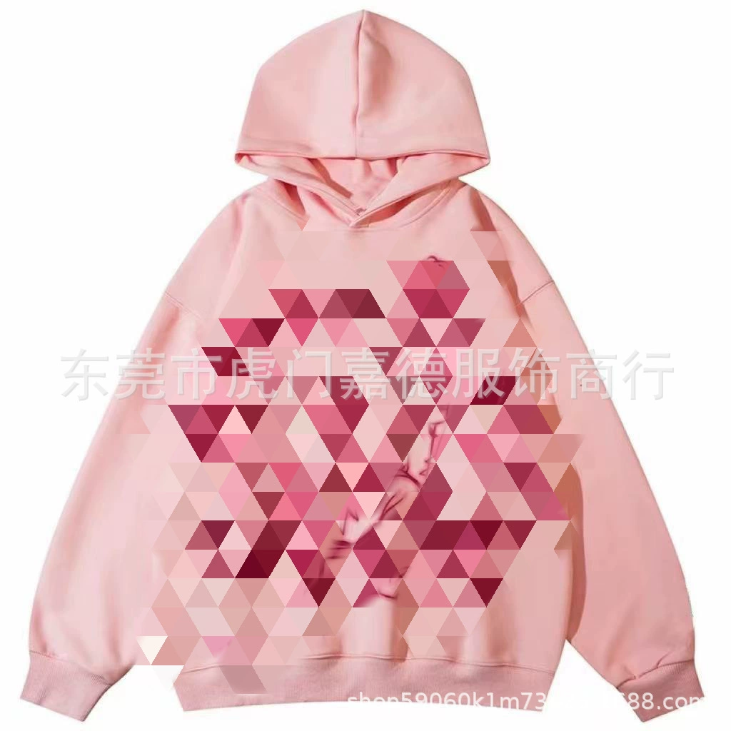 B Y2K граффити уличный розовый повседневный спортивный свободный мультяшный принт пуловер хип-хоп мужской и женский свитер