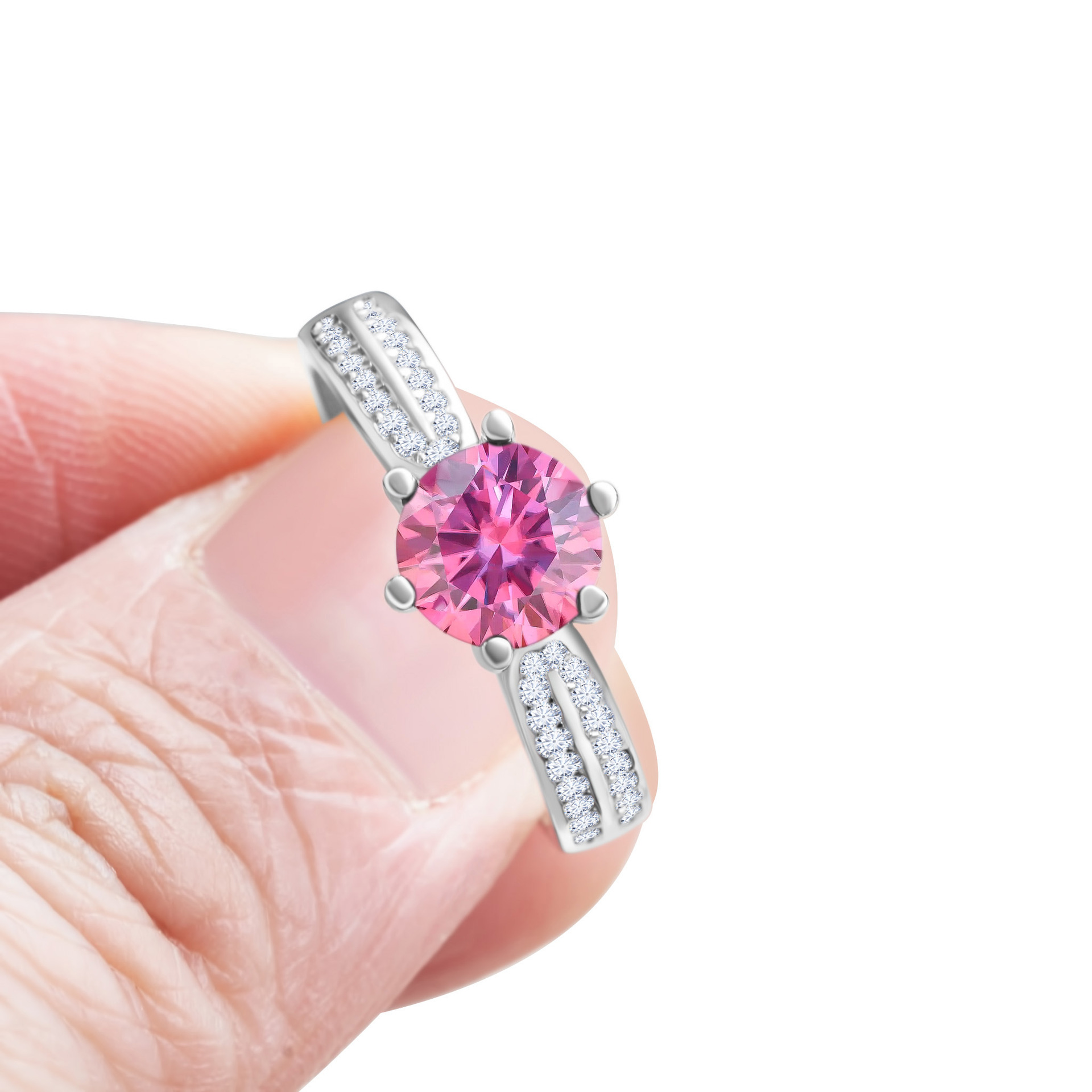 Anillo de piedra de moissan azul de matrimonio de plata esterlina de seis garras de diamante de moissan joyería de mujer joyería de la reina de las estrellas