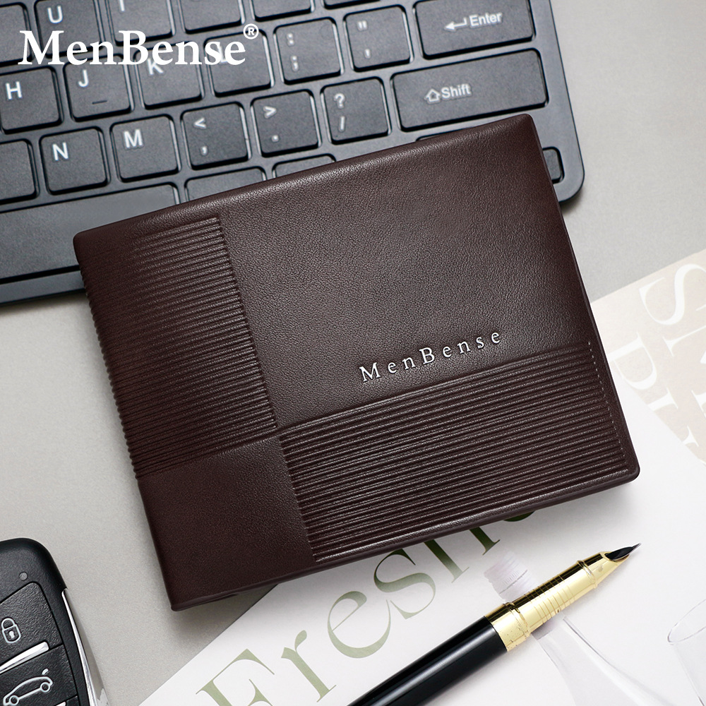 Nuevo cross-border hombre de negocios cartera corta bisagra horizontal bolso de tres plegables hombre cartera de línea oscura bolsa de cambio clip