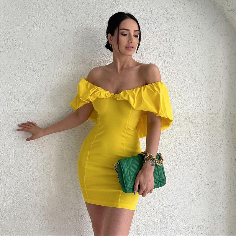 192g Weight Above Knee Dress Length Type Short Sleeve Sleeve Length Sheath Dress Dresses Type Polyester Fabric Type Mid Waist Waist Line Holiday Occasion Boat Neck Neckline Slim Fit Type Solid Color Pattern Summer Season Women's Gender Elegant Style Wholesale Women's Elegant Solid Color Holiday Boat Neck Short Sleeve Sheath Dress 25