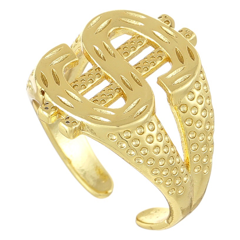 Cross-Border European and American Electroplating Exaggerated Hip-Hop Dollar Symbol Ring Alloy Live Punk Ring Men's and Women's Jewelry Wholesale