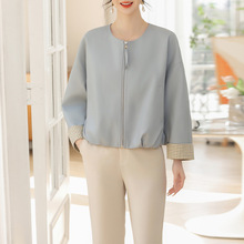 年轻妈妈装时髦圆领蛋白皮皮外套女2025新款小个子休闲风衣皮夹克