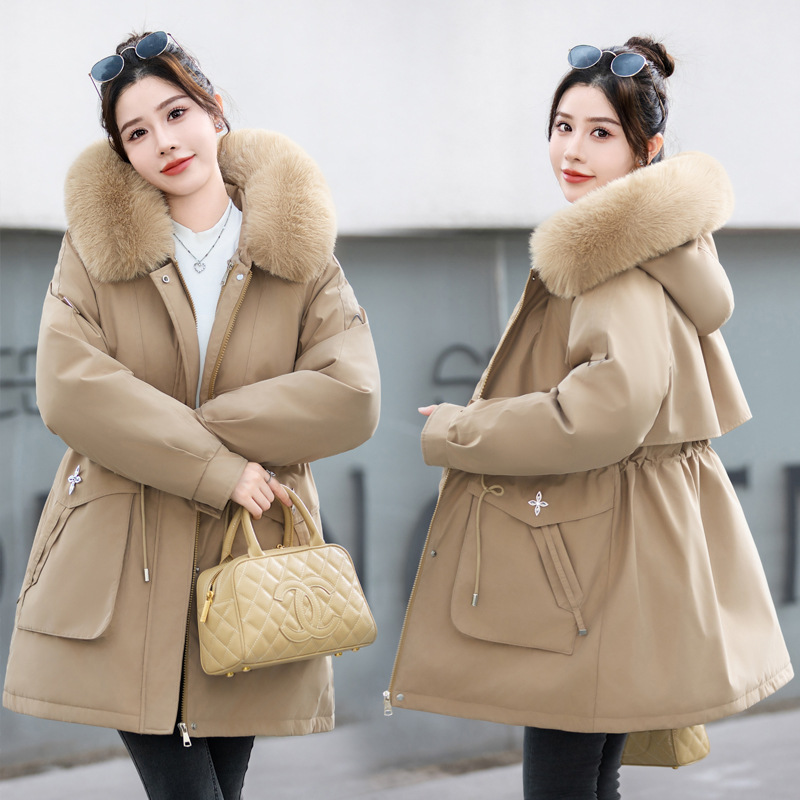 Ropa de algodón femenina convencional con capuzas más gruesa para superar la ropa de algodón coreana universal con chaqueta de algodón de bolsillo femenina tridimensional suelta image 5