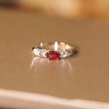 轻奢设计感 仿鸽血红宝石钻石戒指时尚气质高级镀S925银镀金精致