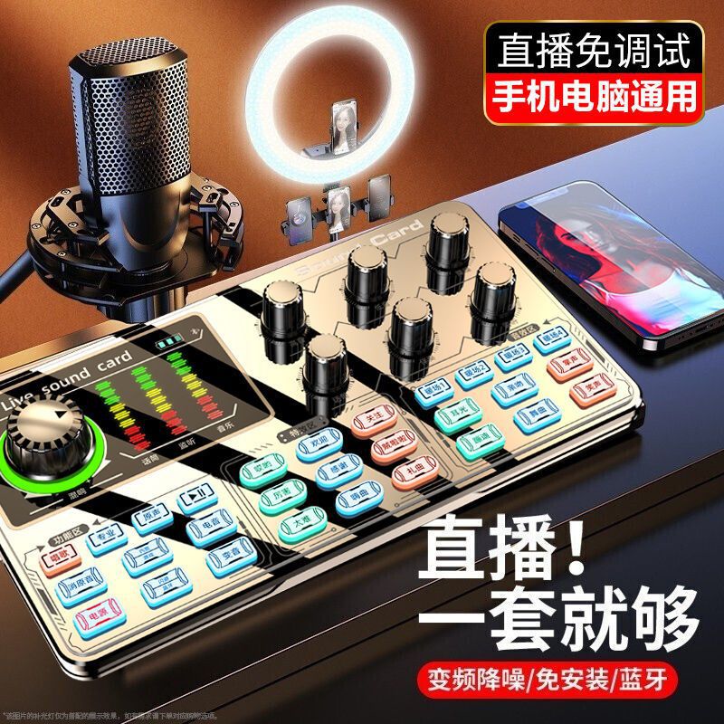 P15 Live Sound Card Set Internet Celebrity Douyin Kuaishou Live Broadcast Equipment Microphone Set Mobile Phone Computer with Stand