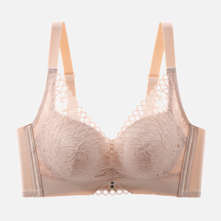 New small chest thickened non-magnetic underwear women's push-up adjustable bra lace sexy breast-receiving bra without steel ring