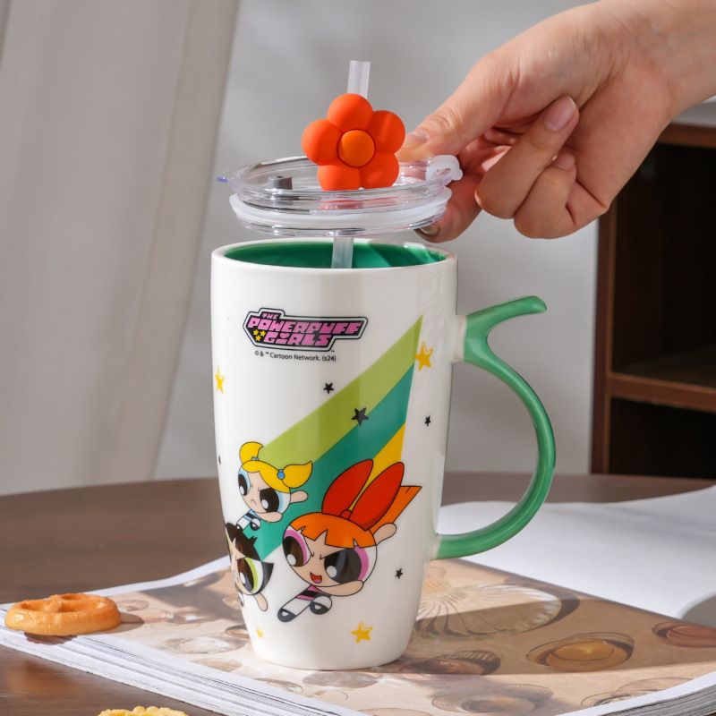 Nuevo auténtico encantador taza de marca de oficina doméstica taza de agua voladora pequeña serie de tazas de cerámica de mujer