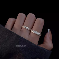 925銀復古不以物喜不以己悲戒指一念國潮中式文字情侶對戒個性