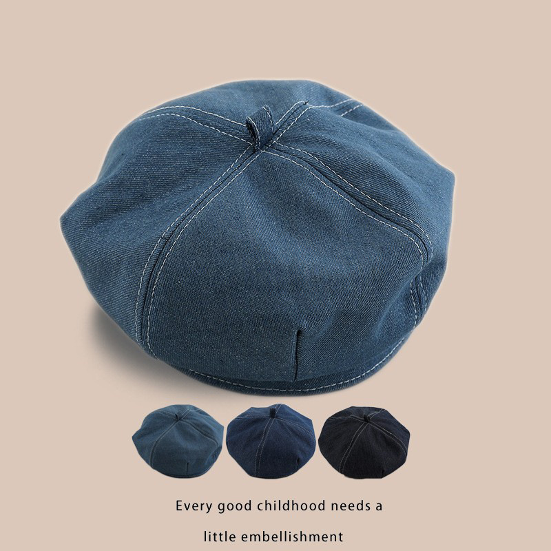Niños japoneses vaqueros boina primavera y otoño delgada retro generales sombrero de ocho ángulos sombrero pintor bebé