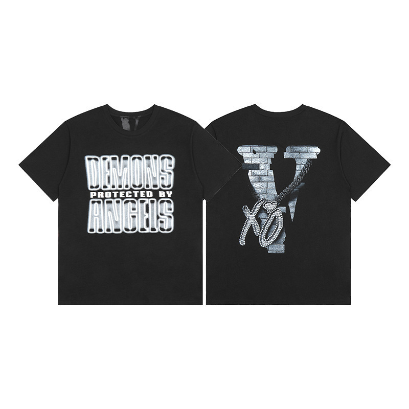 外単VLONE FOG潮牌大v字母Logo桜半袖スケッチ刺繍唇印落書きプリントtシャツ|undefined
