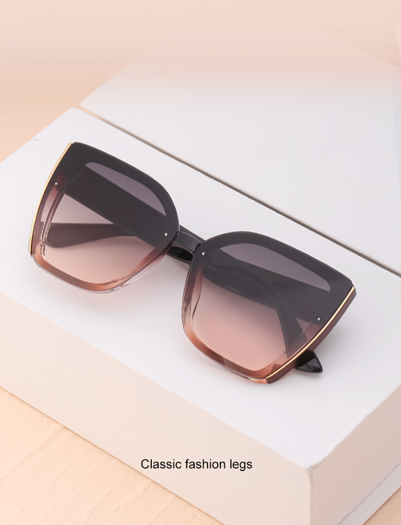  Sonnenbrille mit großem Rahmen für weibliche Trendsetterinnen. Fashion Net Red Cat Eye-Sonnenbrille für Frauen, koreanische Version_voghion.com