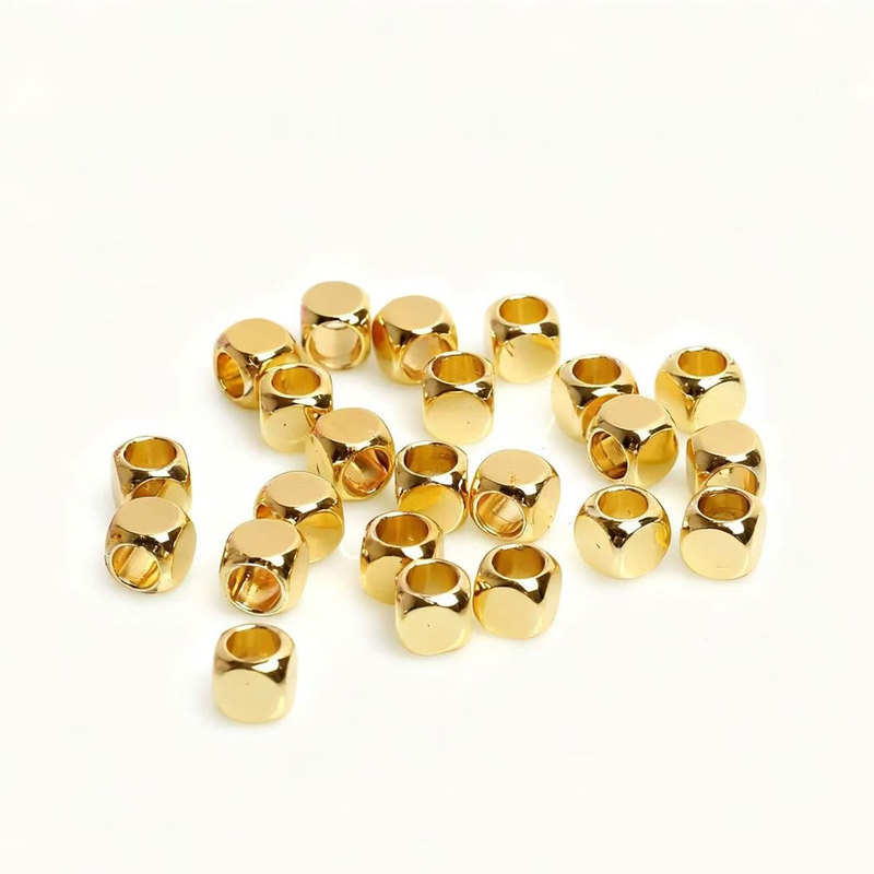 18K Gold-Plated Color-Preserving Copper Square Smooth Large-Hole Spacer Beads DIY Beaded Bracelet Loose Beads Silver Color-Preserving 18K Gold-Plated Color-Preserving Copper Square Smooth Large-Hole Spacer Beads DIY Beaded Bracelet Loose Beads Silver Color-Preserving