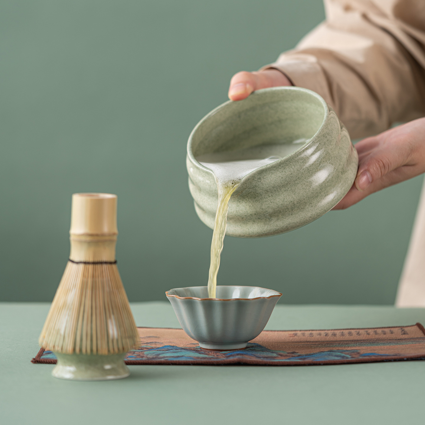 Transfronterizos para el set de tazón Matcha japonés con boquilla de tazón de té de cerámica con un dial de té de 4 piezas set de 8 piezas set de herramientas de té