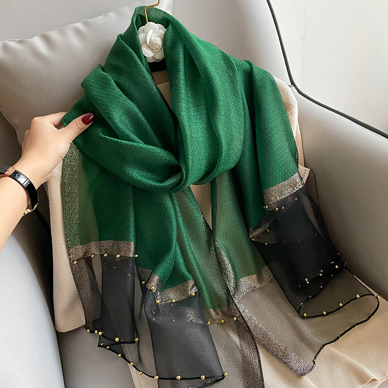 Sciarpa in seta da donna scialle in seta di gelso con filo oro_voghion.com