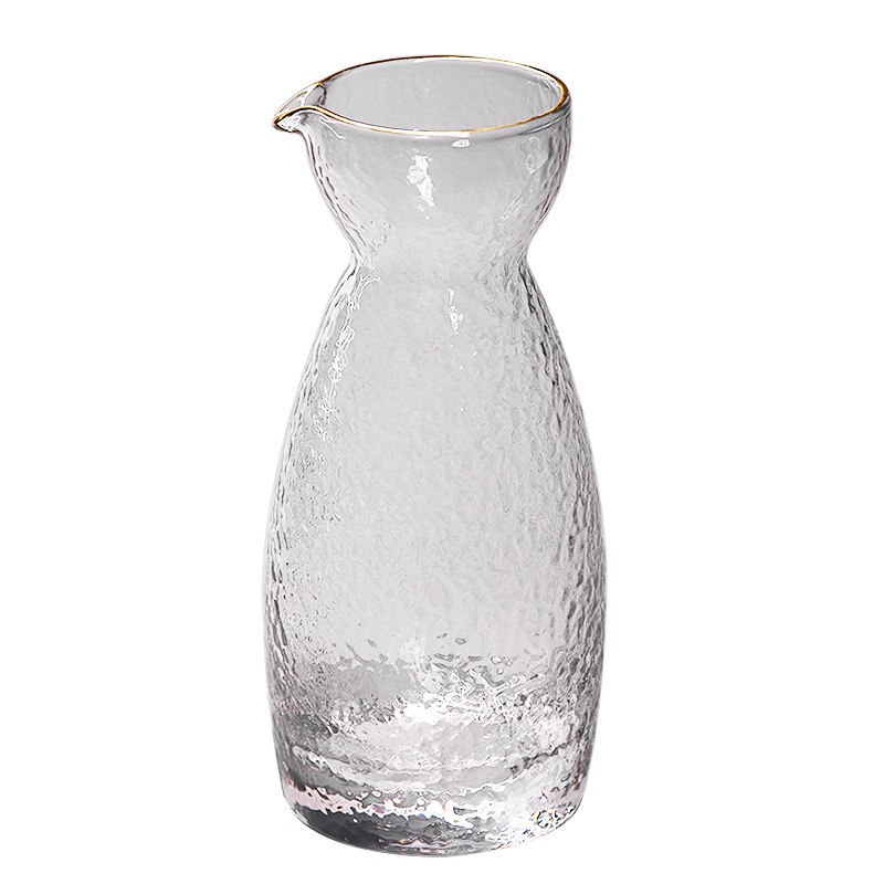 Juego de vino de sake con patrón de martillo japonés, vino de arroz de vidrio para el hogar, vino tibio, copa de sake, jarra de vino caliente, taza de vino pequeña al por mayor