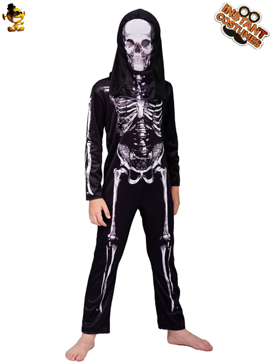 De Halloween 3D digital de los niños traje del cráneo los hombres niño fantasma hueso horror partido rendimiento Cosplay