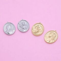 厂家直销 不锈钢人像时尚 复古 时尚简约图案diy项链吊坠饰品配件