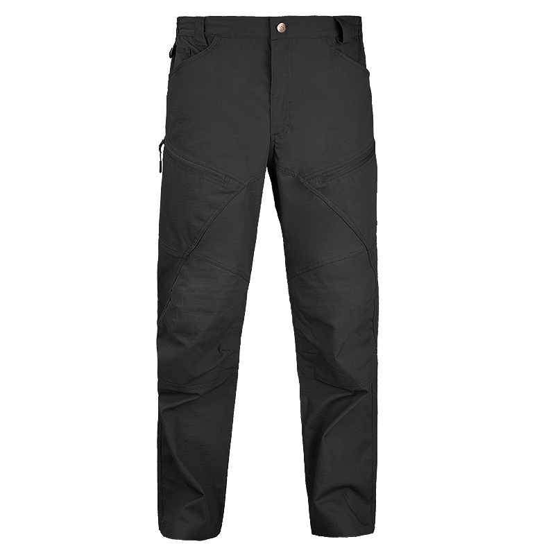 Pantalones tácticos de camuflaje para caminantes al aire libre Hanye Pantalones de entrenamiento delgado para hombres Pantalones de asalto antisalpicaduras Pantalones de varios bolsillos